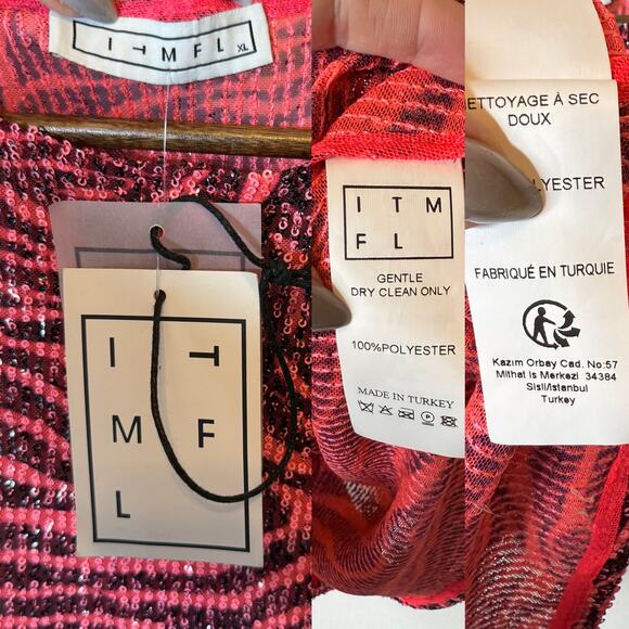 In The Mood For Love Biarritz Sequin Zebra Top Neon Pink ITMFL NEW size XL - Picture 6 of 6